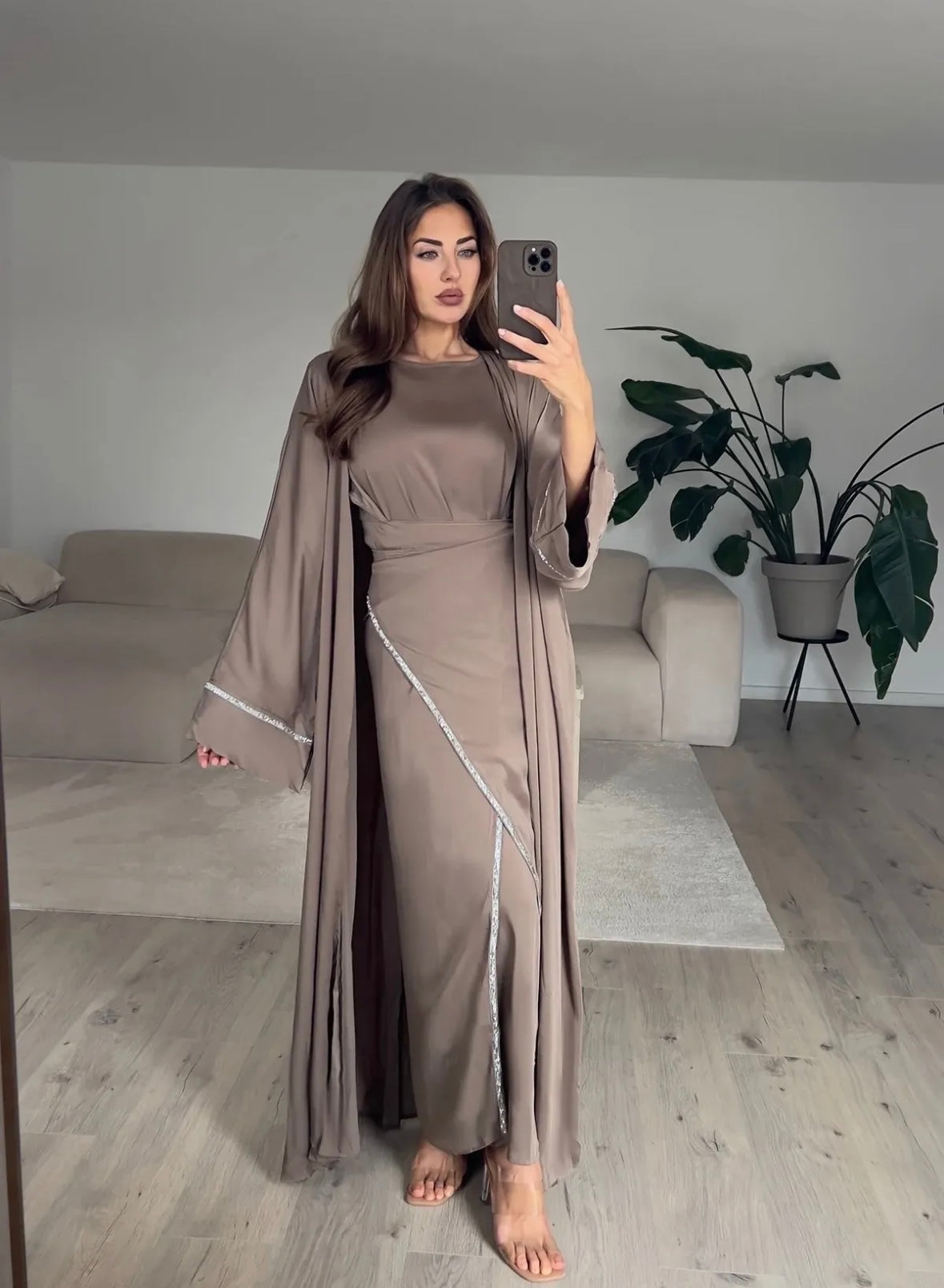Satin Abaya Set
