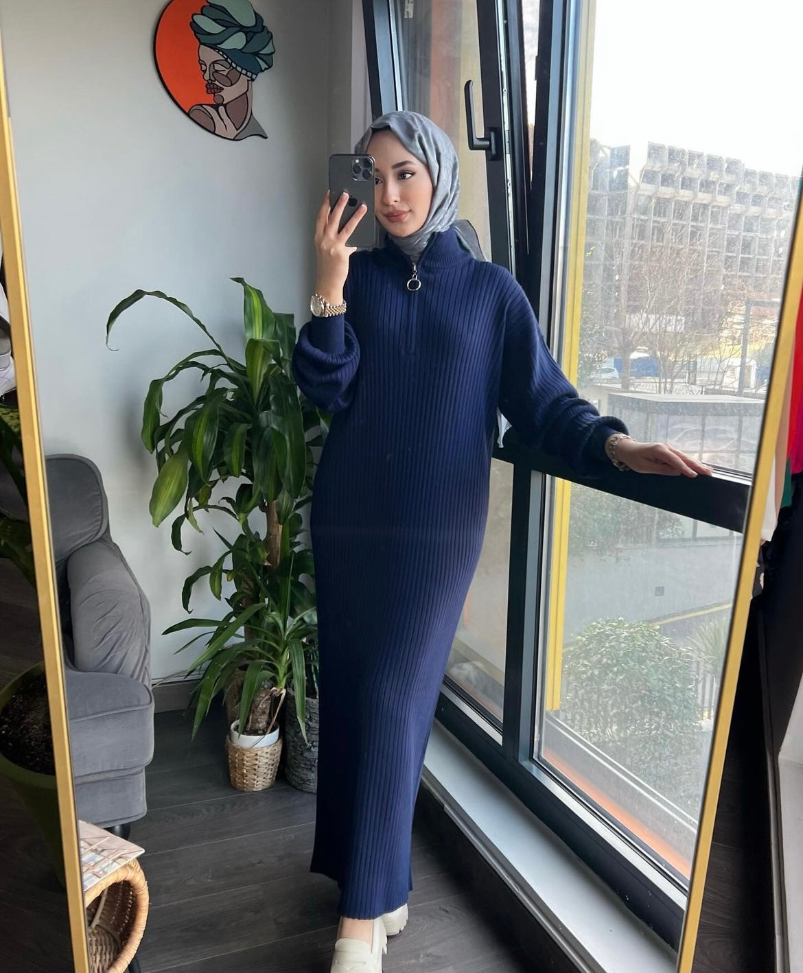 Maxikleid mit Reisverschluss