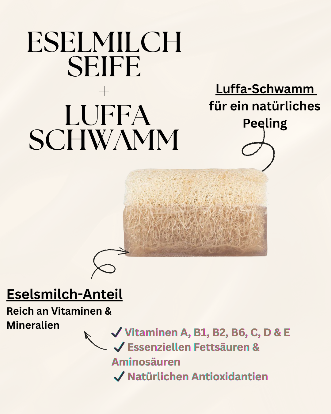 Eselmilch -Seife mit Luffa Schwamm