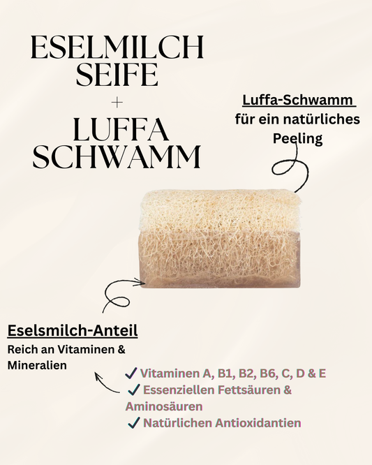 Eselmilch -Seife mit Luffa Schwamm